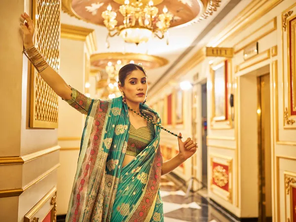 Firozy_Organza_Sarees_With_Blouse_Piece_For_Women