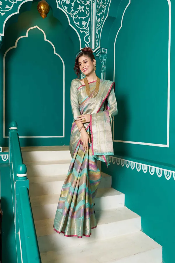 Sky_Blue_Organza_Sarees_With_Blouse_Piece_For_Women
