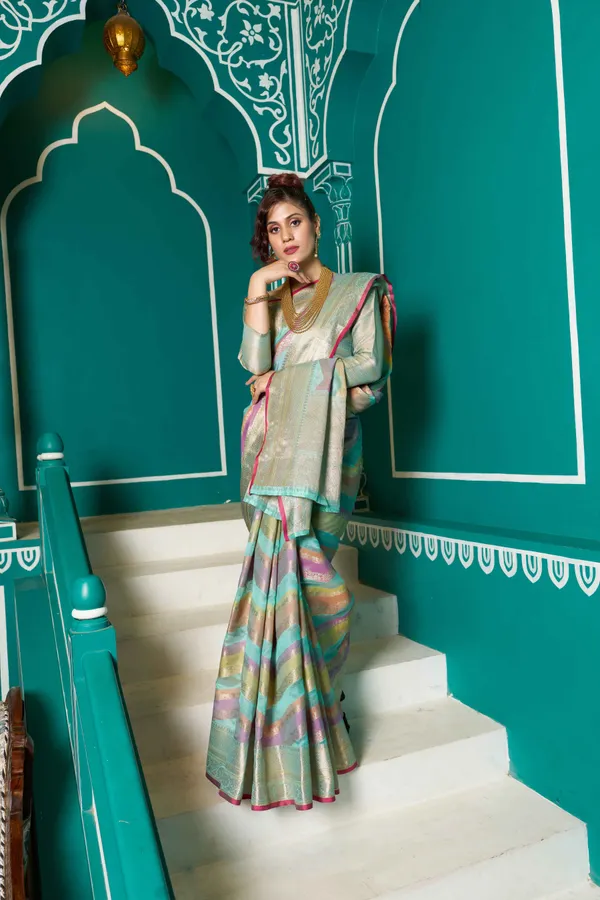 Sky_Blue_Organza_Sarees_With_Blouse_Piece_For_Women