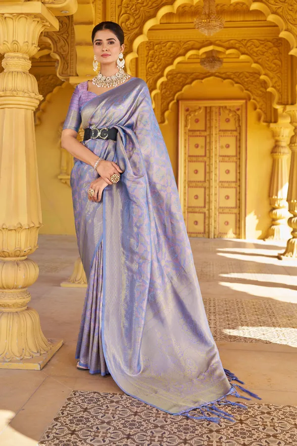 Lovender_Silk_Sarees_With_Blouse_Piece_For_Women