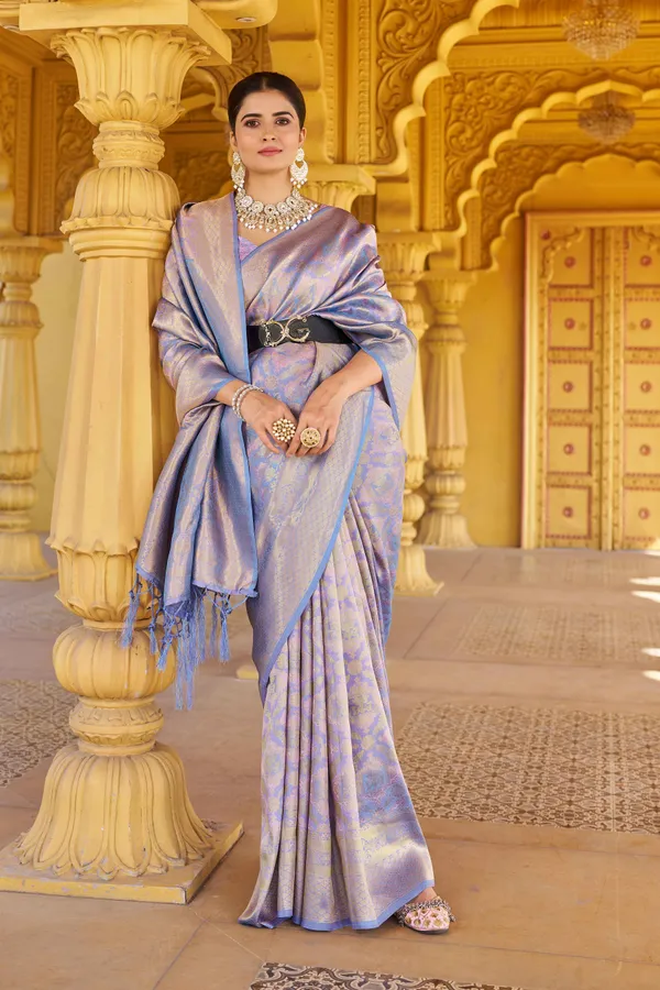 Lovender_Silk_Sarees_With_Blouse_Piece_For_Women