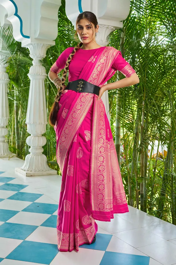 Pink_Cotton_Silk_Sarees_With_Blouse_Piece_For_Women