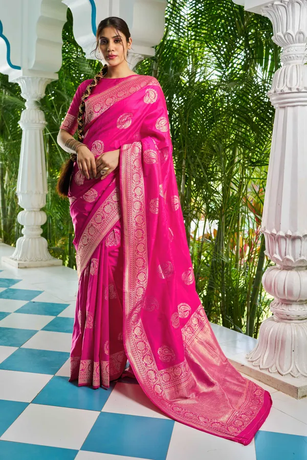 Pink_Cotton_Silk_Sarees_With_Blouse_Piece_For_Women