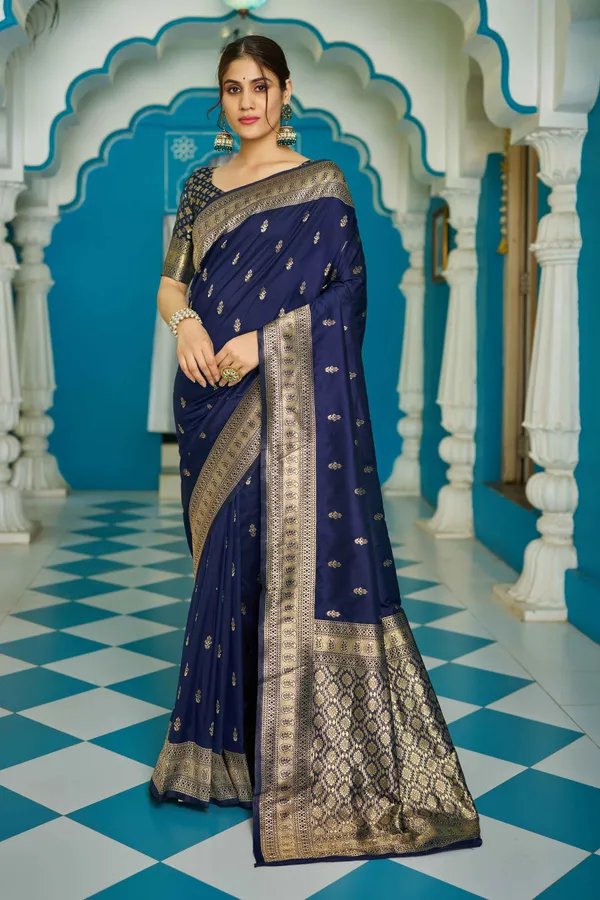 Blue_Cotton_Silk_Sarees_With_Blouse_Piece_For_Women