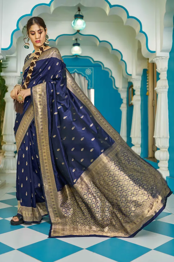 Blue_Cotton_Silk_Sarees_With_Blouse_Piece_For_Women