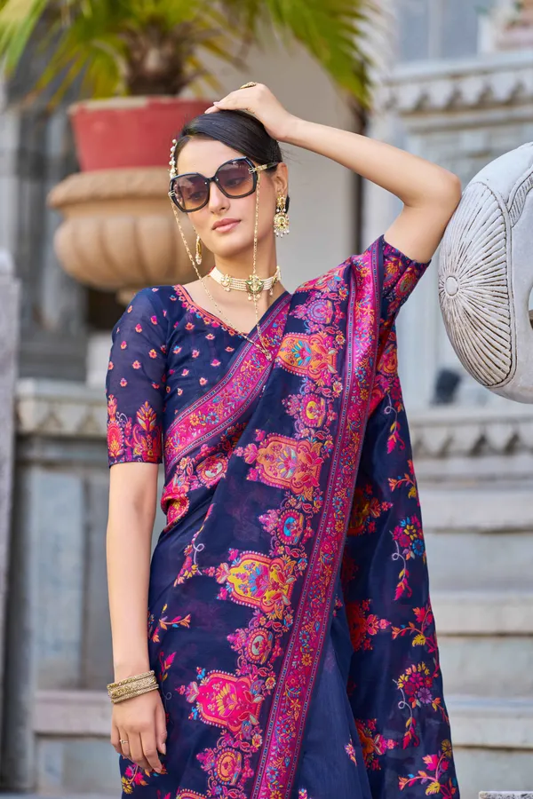 Blue_Cotton_Sarees_With_Blouse_Piece_For_Women