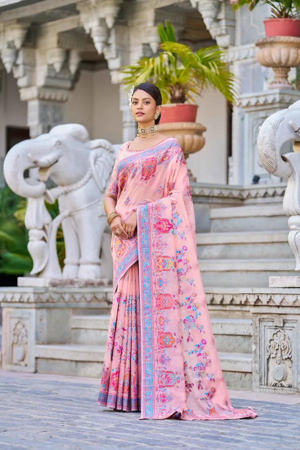 Peach_Cotton_Sarees_With_Blouse_Piece_For_Women