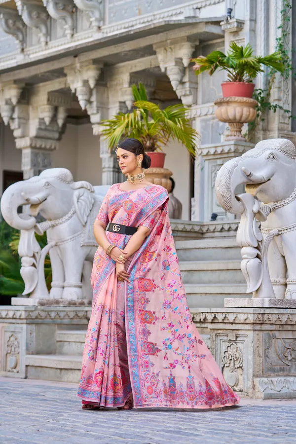 Peach_Cotton_Sarees_With_Blouse_Piece_For_Women