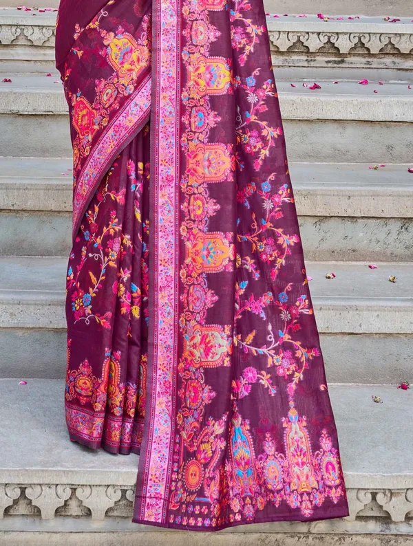 Purple_Cotton_Sarees_With_Blouse_Piece_For_Women