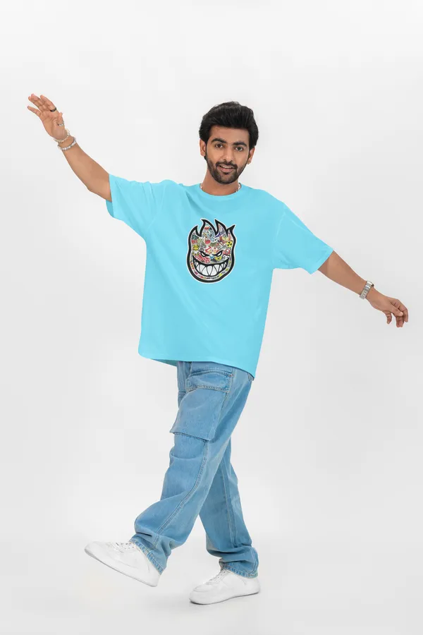 Tverse_Men’s_Oversized_Drop_Shoulder_Graphic_T-Shirt_|_Cool_Flame_Face_Design_|_Cotton_Round_Neck_Half_Sleeve_Tee_for_Casual_Wear