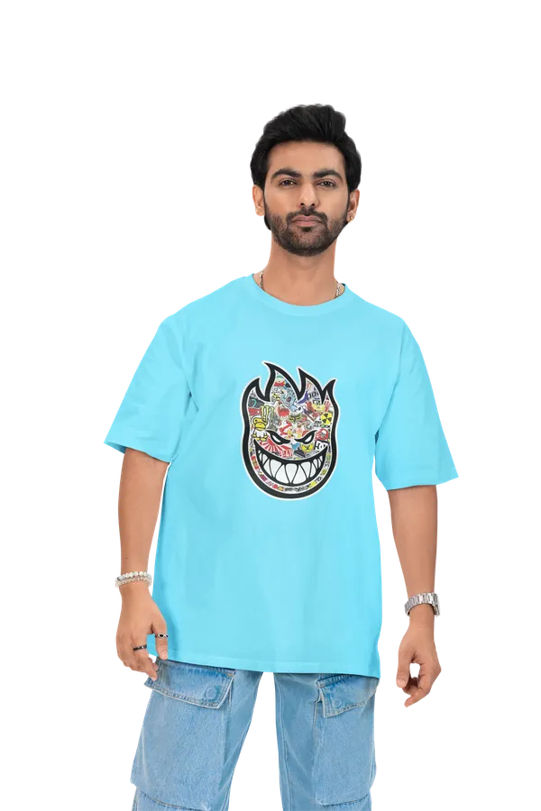 Tverse_Men’s_Oversized_Drop_Shoulder_Graphic_T-Shirt_|_Cool_Flame_Face_Design_|_Cotton_Round_Neck_Half_Sleeve_Tee_for_Casual_Wear