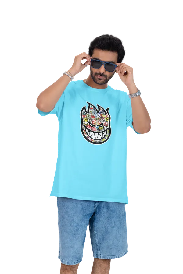 Tverse_Men’s_Oversized_Drop_Shoulder_Graphic_T-Shirt_|_Cool_Flame_Face_Design_|_Cotton_Round_Neck_Half_Sleeve_Tee_for_Casual_Wear