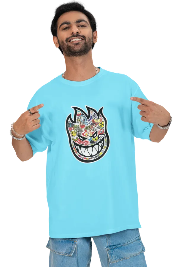 Tverse_Men’s_Oversized_Drop_Shoulder_Graphic_T-Shirt_|_Cool_Flame_Face_Design_|_Cotton_Round_Neck_Half_Sleeve_Tee_for_Casual_Wear