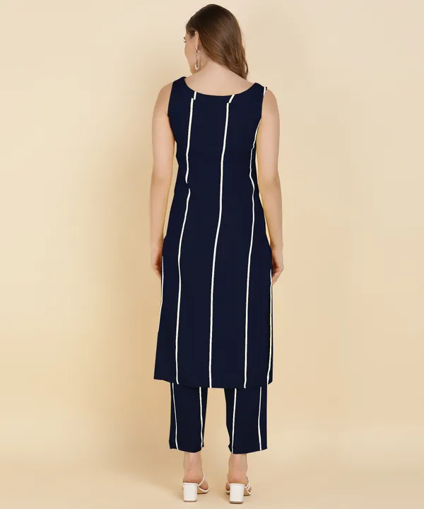 Blue_Printed_Striped_Viscose_Rayon_Sleeveless_Kurti_Pant_Set_For_Women