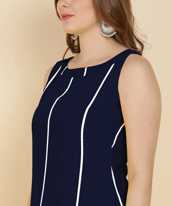 Blue_Printed_Striped_Viscose_Rayon_Sleeveless_Kurti_Pant_Set_For_Women