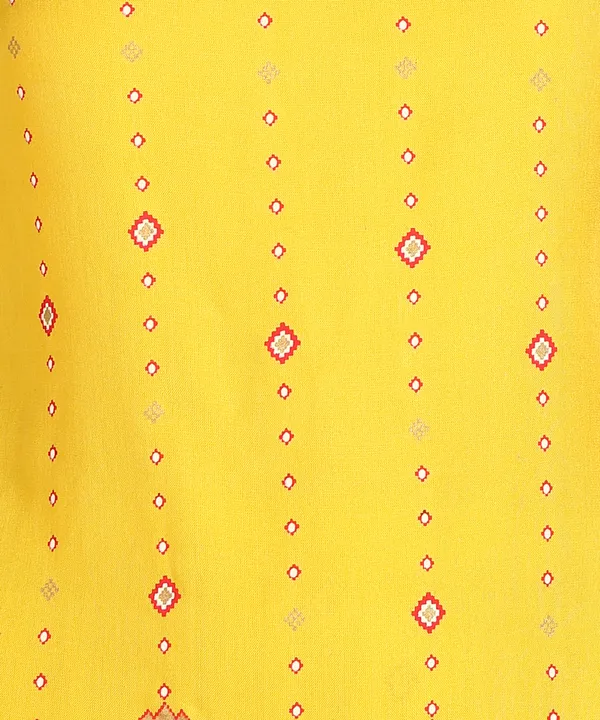 Yellow_Striped_Sleeveless_Rayon_Kurti_Pant_For_Women