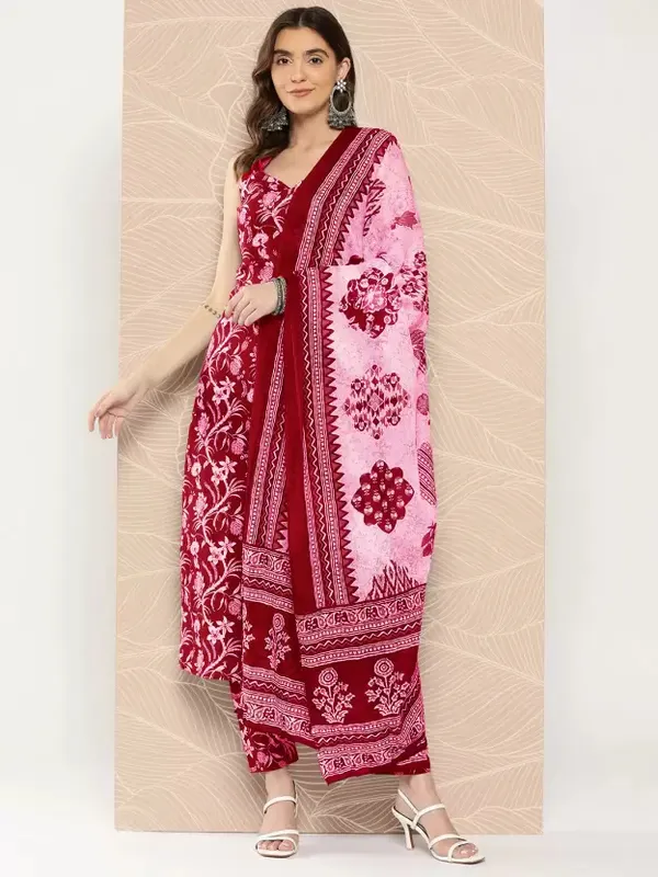 Red_Women_Kurta_Pant_Set_With_Dupatta