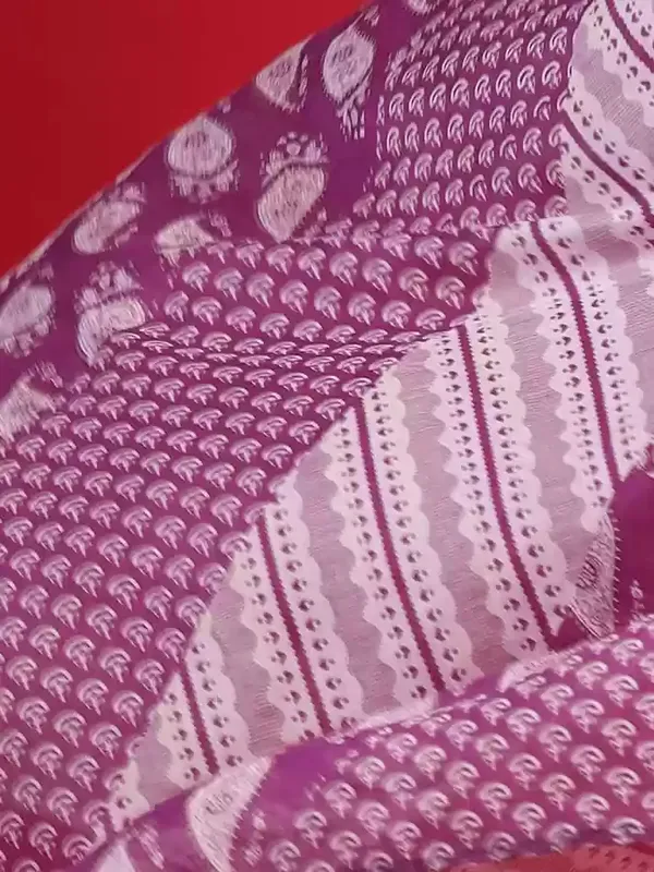 Purple_Printed_3/4_Sleeve_Rayon_Kurta_Pant_Dupatta_Set_For_Women