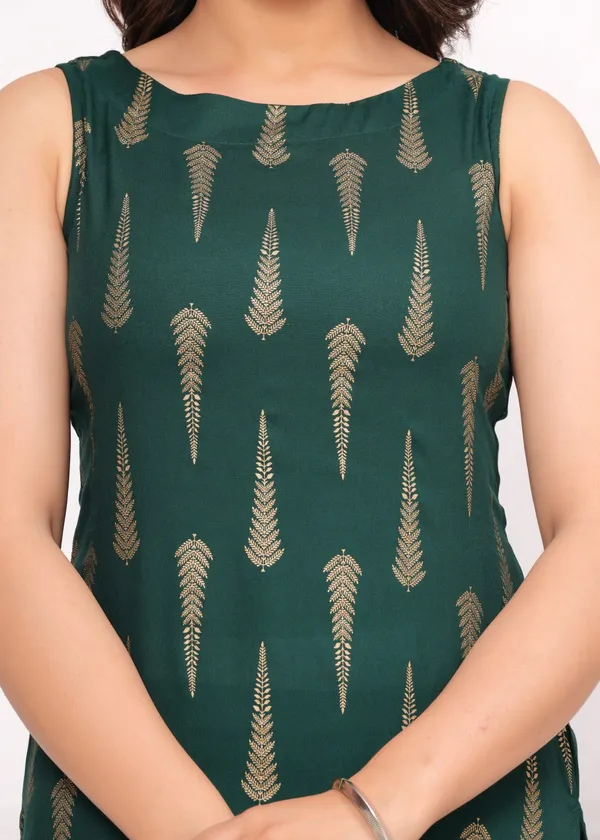 Green_Printed_Sleeveless_Cotton_Rayon_Kurta_Pant_Dupatta_Set_For_Women