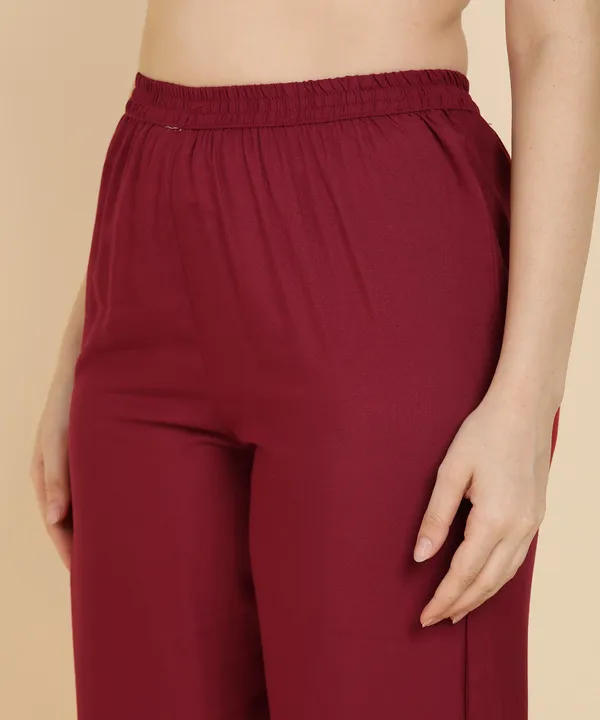 Maroon_Printed_Sleeveless_Rayon_Kurta_Pant_For_Women