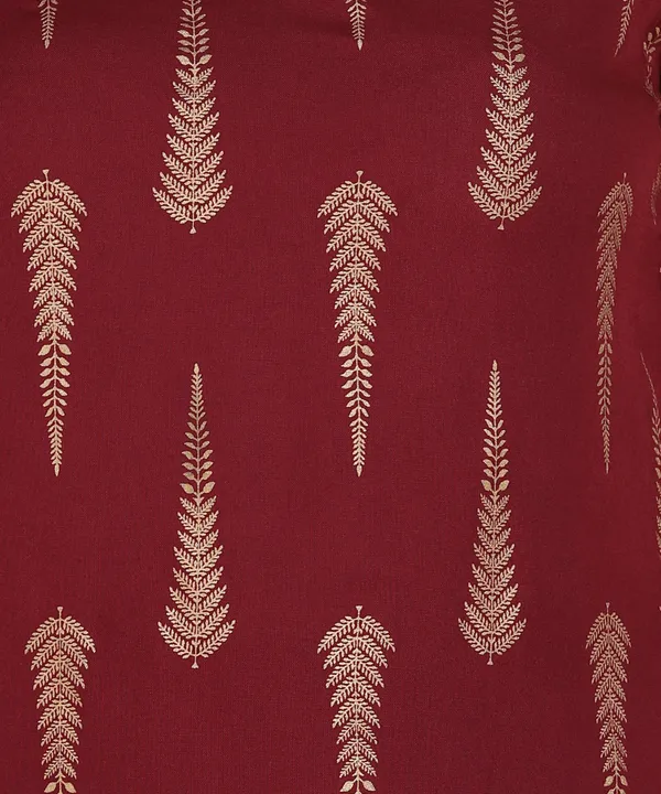 Maroon_Printed_Sleeveless_Rayon_Kurta_Pant_For_Women