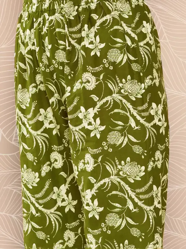 Green_Printed_Pure_Cotton_Sleeveless_Kurta_Pant_Dupatta_Set_For_Women