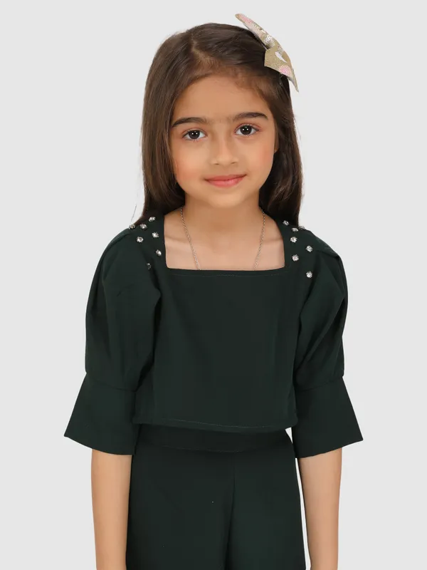 Jelly_Jones_Emeblished_with_diamonds_shoulder_pleated_sleeve_top_&_Pant_-Bottal_Green