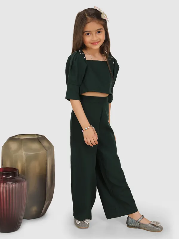 Jelly_Jones_Emeblished_with_diamonds_shoulder_pleated_sleeve_top_&_Pant_-Bottal_Green
