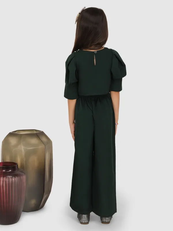Jelly_Jones_Emeblished_with_diamonds_shoulder_pleated_sleeve_top_&_Pant_-Bottal_Green