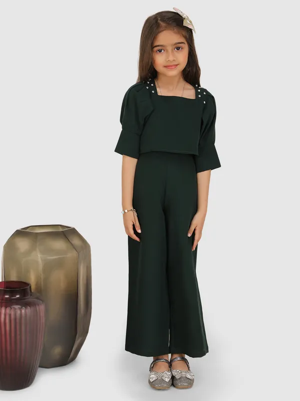 Jelly_Jones_Emeblished_with_diamonds_shoulder_pleated_sleeve_top_&_Pant_-Bottal_Green