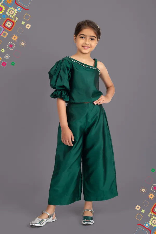 Bottle_Green_Premium_Quality_Culotte_Top_&_Trouser_For_Kids_Girls