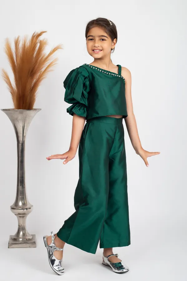 Bottle_Green_Premium_Quality_Culotte_Top_&_Trouser_For_Kids_Girls