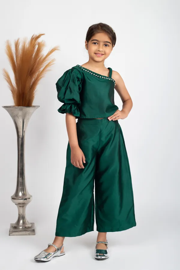 Bottle_Green_Premium_Quality_Culotte_Top_&_Trouser_For_Kids_Girls