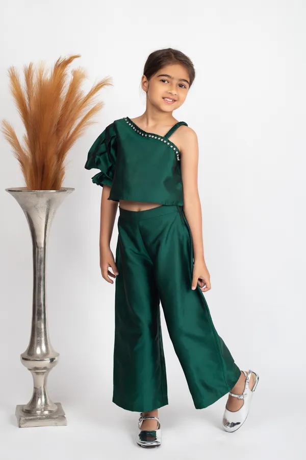 Bottle_Green_Premium_Quality_Culotte_Top_&_Trouser_For_Kids_Girls