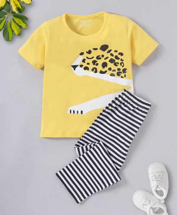 Boys_Premium_Cotton_Half_Sleeves_Printed_Tshirt_&_Pyjama_Set_-_Yellow