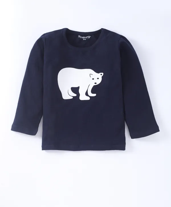Kids_Premium_Cotton_Full_Sleeves_Bear_Printed_Tshirt_&_Pyjama_Set_-_Navy_Blue