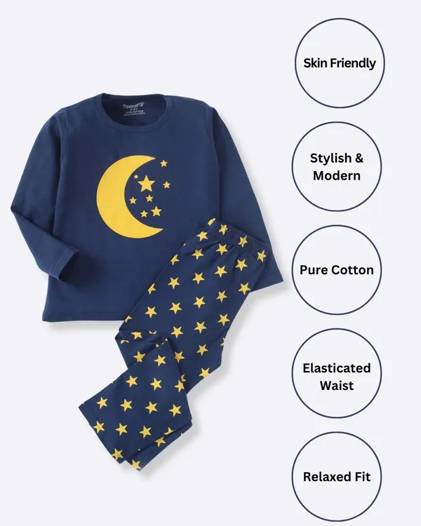 Kids_Premium_Cotton_Full_Sleeves_Moon_Printed_Tshirt_Pyjama_Set_-_Navy_Blue