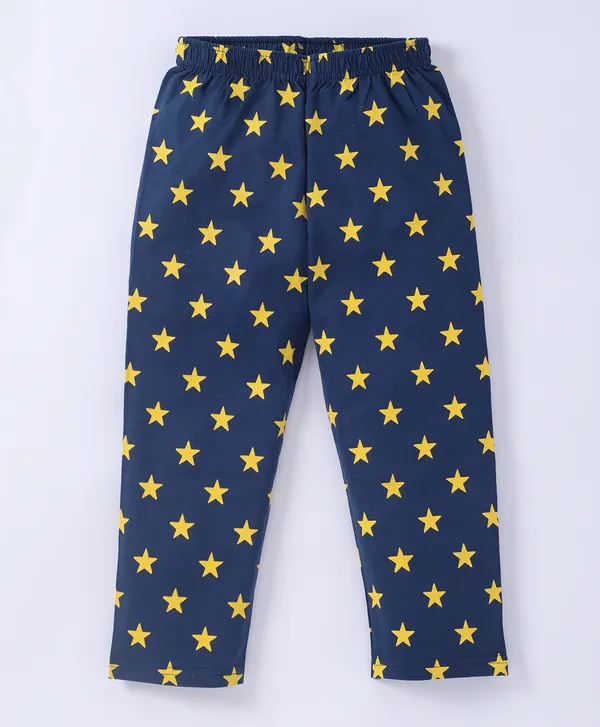Kids_Premium_Cotton_Full_Sleeves_Moon_Printed_Tshirt_Pyjama_Set_-_Navy_Blue