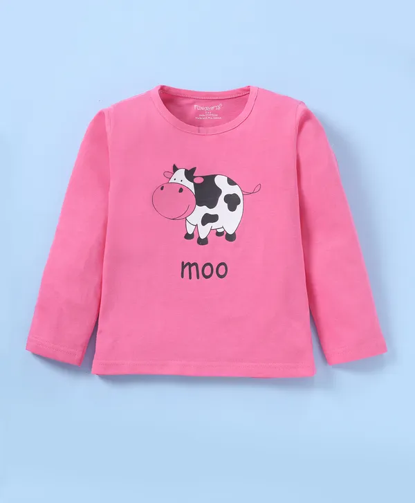 Girls_Premium_Cotton_Full_Sleeves_Typographic_Printed_Tshirt_&_Pyjama_Set_-_Pink_&_Off_White