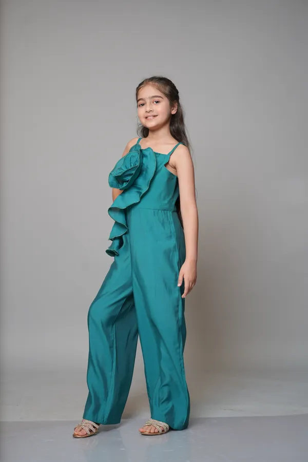 Jelly_Jones_Green_silk_jumpsuit_with_ruffled_flower.