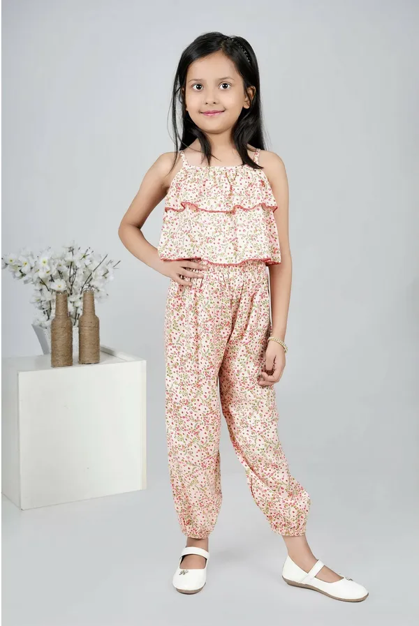Pink_Printed_Casual_Casual_Top_Capri_For_Girls