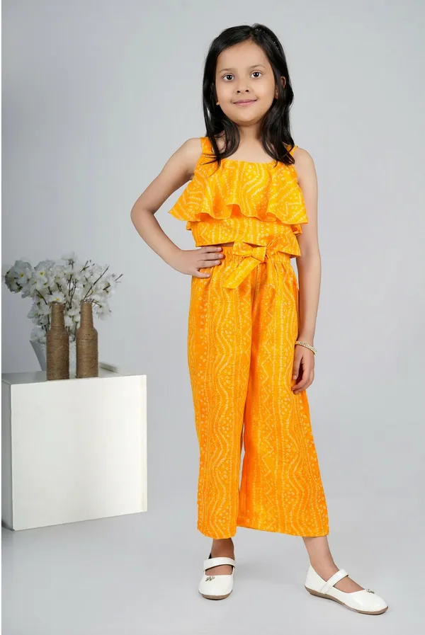 Yellow_Printed_Casual_Casual_Top_Pant_For_Girls