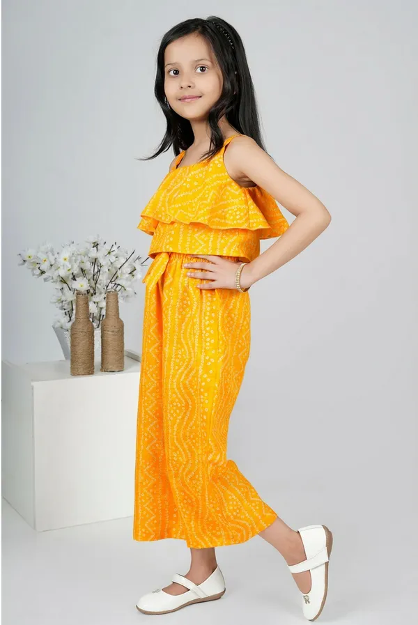 Yellow_Printed_Casual_Casual_Top_Pant_For_Girls