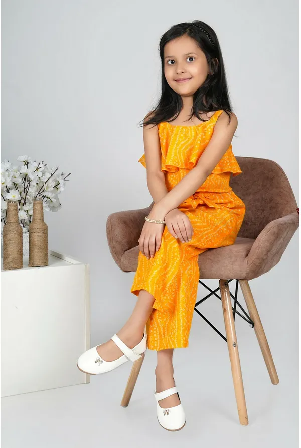 Yellow_Printed_Casual_Casual_Top_Pant_For_Girls