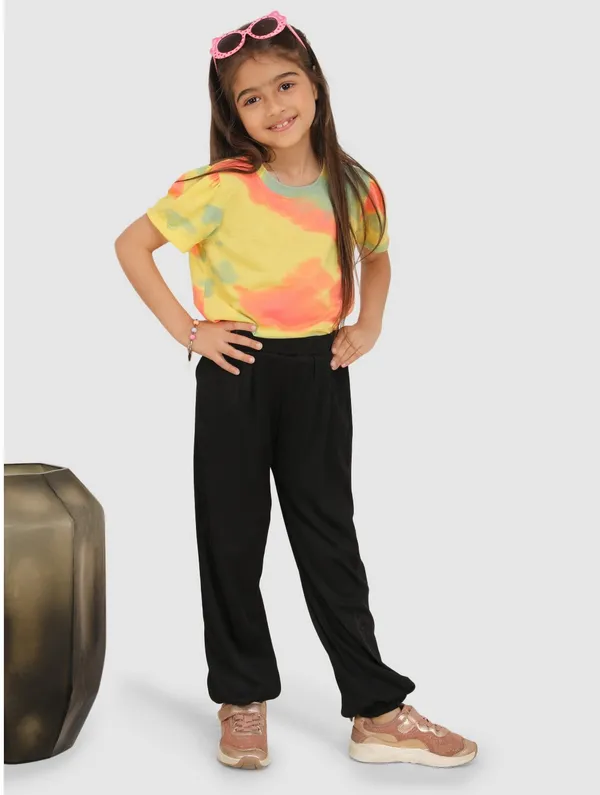 Multicolor_Solid_Casual_Casual_T-Shirt_Trouser_For_Girls