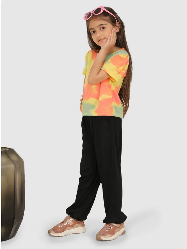 Multicolor_Solid_Casual_Casual_T-Shirt_Trouser_For_Girls