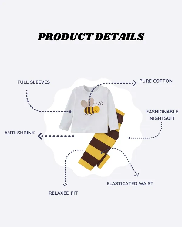 Kids_Premium_Cotton_Full_Sleeves_Bee_Printed_Tshirt_&_Pyjama_Set_-_Multicolor