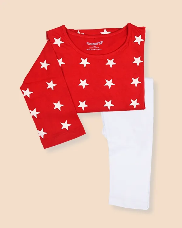 Kids_Premium_Cotton_Full_Sleeves_Star_Printed_Tshirt_&_Pyjama_Set_-_Red_&_White