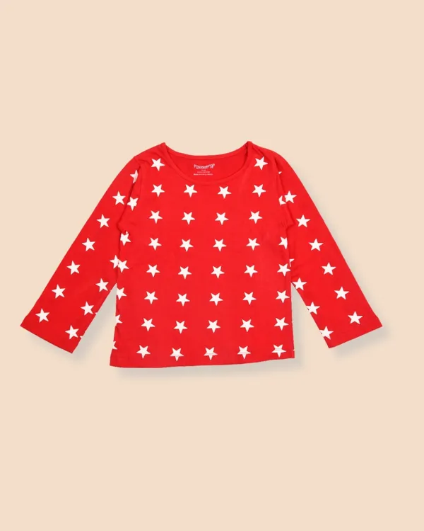 Kids_Premium_Cotton_Full_Sleeves_Star_Printed_Tshirt_&_Pyjama_Set_-_Red_&_White