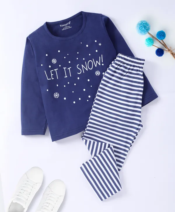 Kids_Premium_Cotton_Full_Sleeves_Typographic_Printed_Tshirt_&_Pyjama_Set_-_Navy_Blue